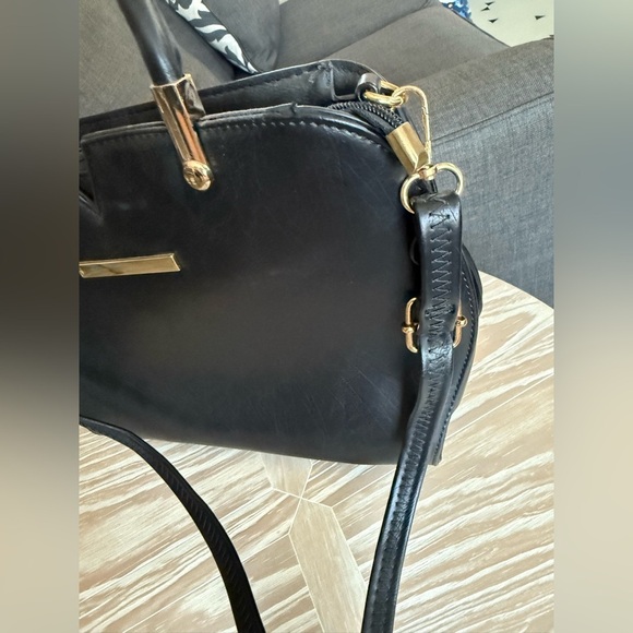 Small Shop|Elegant Black Handbag,Classic Vegan leather,gold hardware,long strap• - Picture 7 of 12